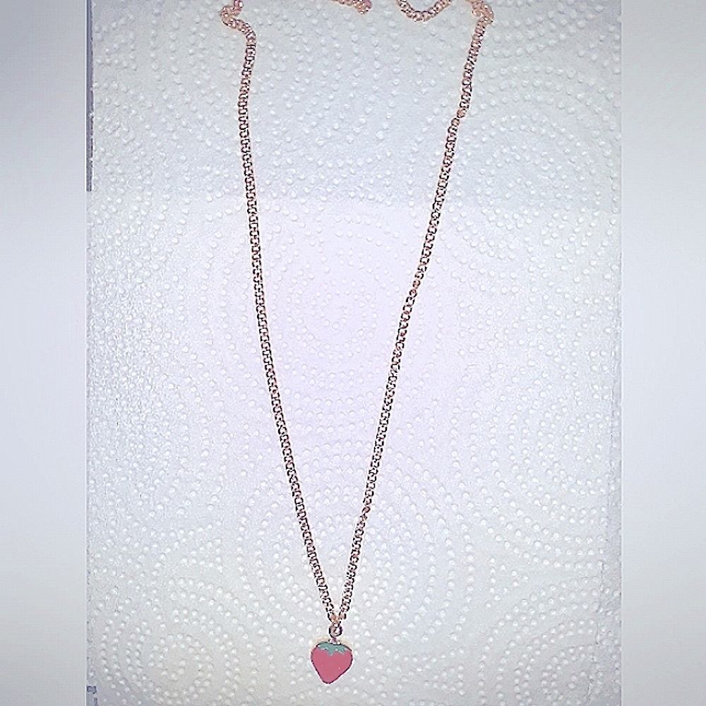 Strawberry Field Necklace 18-22" Chain Lobster Clasp Feminine Dainty Cute NEW - Picture 4 of 7